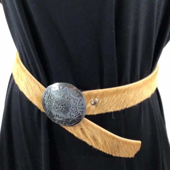 Tobacco Road hair on leather belt with Italian buckle