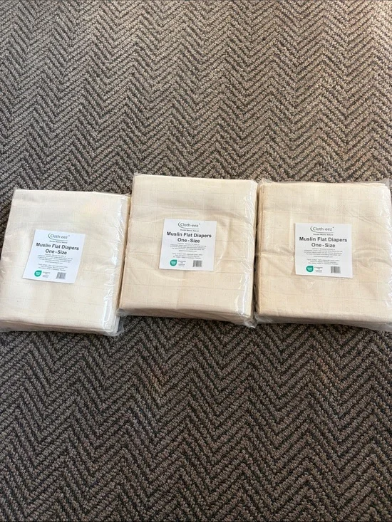 Clotheez Muslin Flat Diapers - One Size (3 Pack)