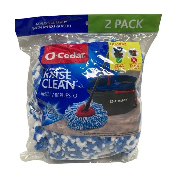 O-Cedar RinseClean Spin Mop Refill 2 Pack Replacement Heads EasyWring 2 Tank‎