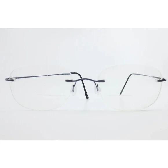 Marchon Airlock 2 760/1 32 Rimless Eyeglass Frames Navy Blue Oval 53-21-140