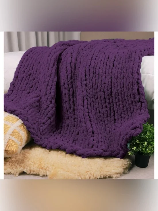 Chunky Knit Throw Blanket - 60”x80” - Like New