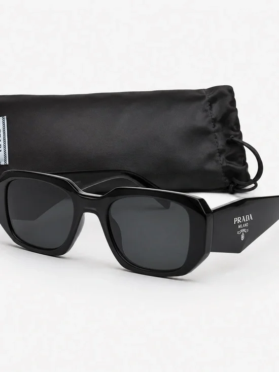 Prada Black Geometric Frame Sunglasses