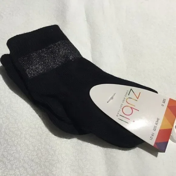 SALE. BUY 5/$10. NWT. Girls Socks. Sz 0. Black.