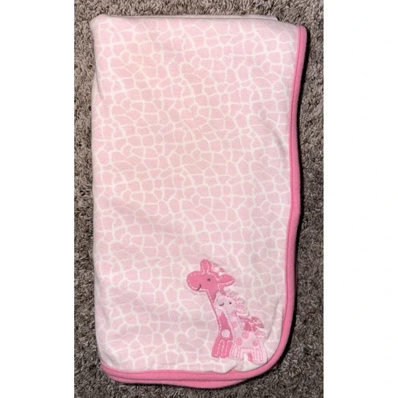 Carter's Child Mine Pink Spots‎ Giraffe Baby Girl Receiving Blanket 26x28