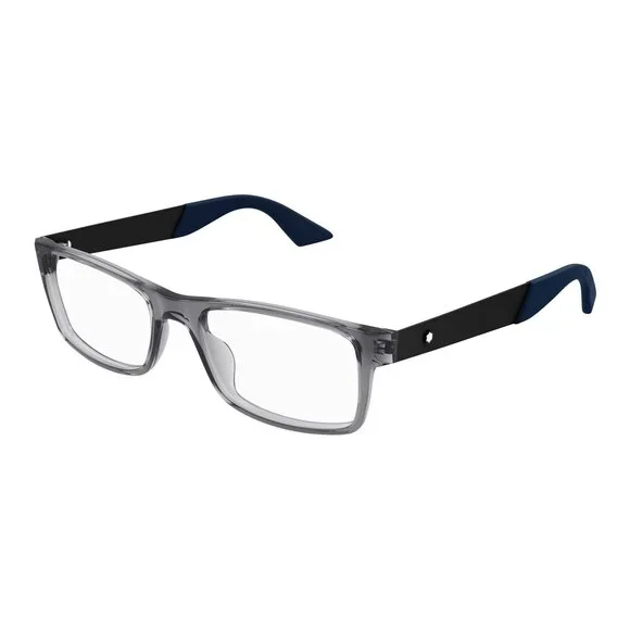 NWT Mont Blanc MB0301o Grey Black Rectangle 56mm Eyeglasses
