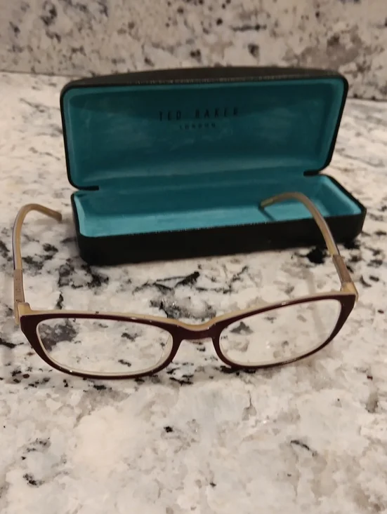Ted Baker Women's Burgundy and Gold Cat-Eye Glasses