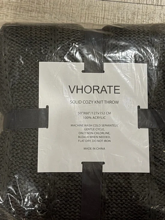 Vhorate Solid Cozy Knit Throw – Charcoal Gray