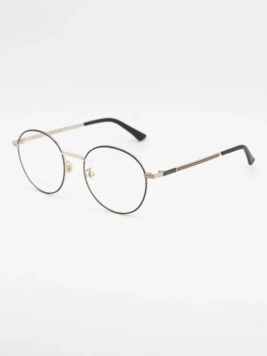 Gucci GG0839OK 001 Eyeglasses Black/Gold 52mm Round Frame