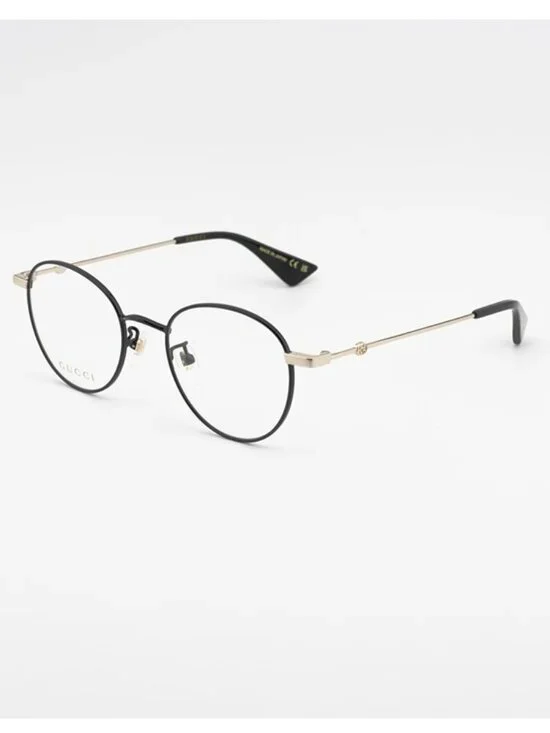 Gucci GG0607OK 003 Eyeglasses Black/Gold 50mm Round Frame