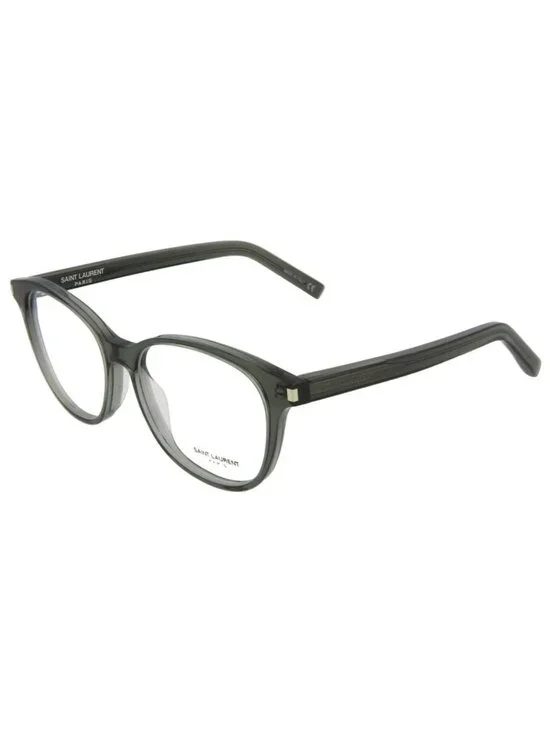 New Saint Laurent Women's Eyeglasses Unisex Round Oval Shiny Dark Olive