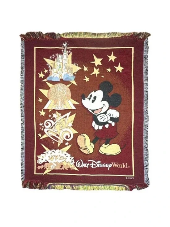 Vintage Walt Disney World Tapestry Throw Blanket - 60” x 50”