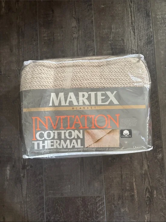 Cotton Thermal Blanket Beige Size Queen 90x90