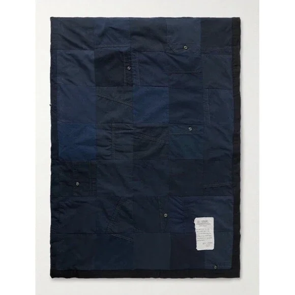 Greg Lauren Patchwork Stitch Work Canvas Cotton Throw Blanket 54” X 66”