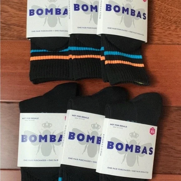Bombas Youth Crew Socks, pack of 6. XS (3-5Y). NWT! $150 Retail