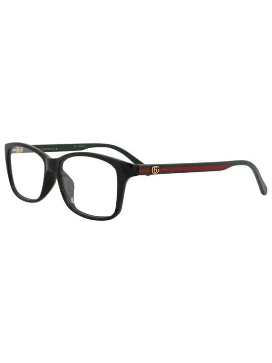 New Gucci Women's Eyeglasses Square Rectangle Injection Frame Black Green