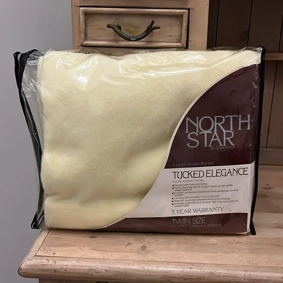Vintage Northstar Chatham Twin Blanket New Satin Trim Yellow Loom Woven Acrylic