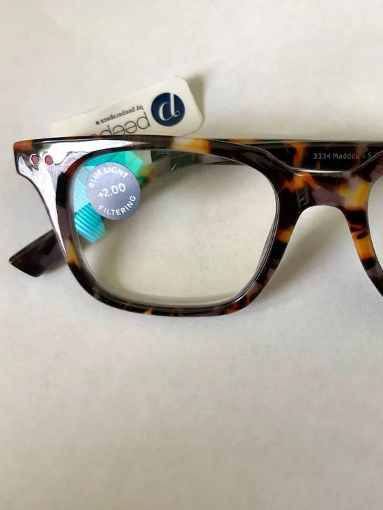 NEW Peepers Gray Botanico Blue Light Filtering‎ Glasses +2.00