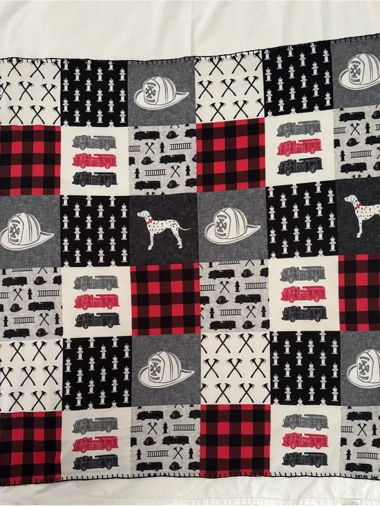 Gorgeous Firefighter Theme Faux-Patchwork Multi-Use Square Cloth 🚒