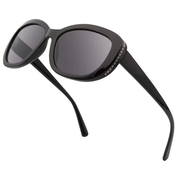 VITENZI Full Reader Sunglasses for‎ Women Vintage Tinted Venice in Black +2.75