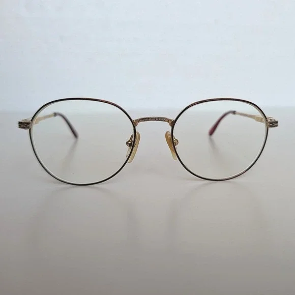 Liberty Gold Tone Frames Round Red Shiny‎ Filigree Glasses WY-15 FRAMES ONLY