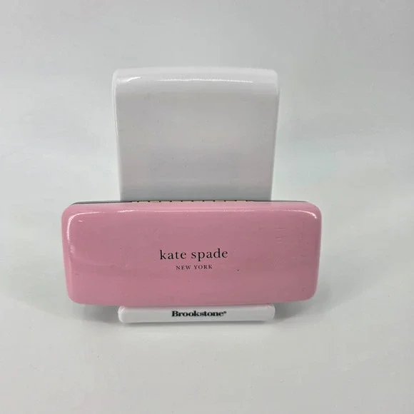 Kate Spade New York Pink and Green Hard Shell Glasses Case Clamshell Logo