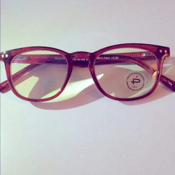 PRIVE REVAUX SHOW OFF BLUE LIGHT BLOCKING READING GLASSES RED +3.50 NEW