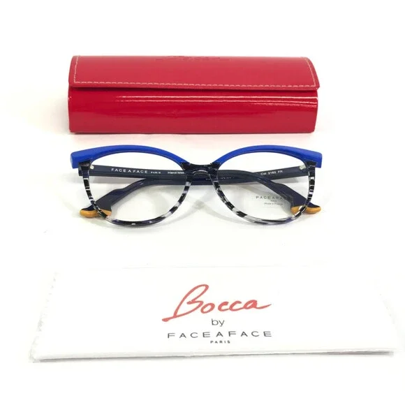 Bocca by Face A Face Eyeglasses Frames KAHLO 3 Col 2162 Blue Cat Eye 55-16-145