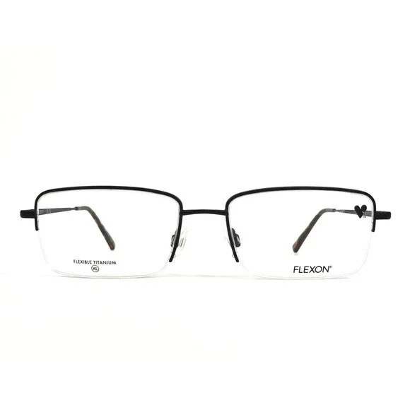 Flexon Eyeglasses Frames H6073 002 Satin Black Matte Titanium 56-18-145