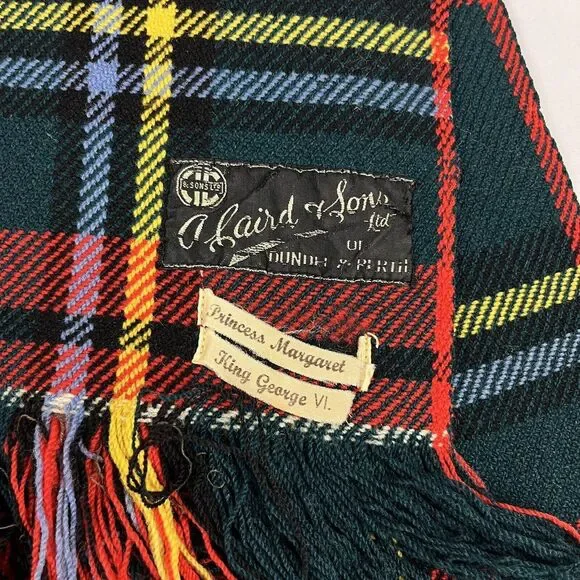 A. Laird & Sons Scottish Wool Plaid Blanket Dundee & Perth Vintage 40s 50s