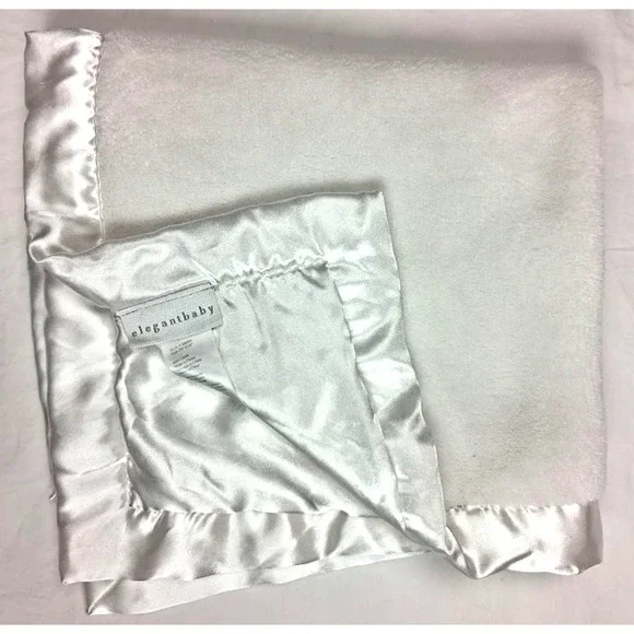 Elegant Baby White Satin Square‎ Security Blanket Lovey 20x20 Plush Unisex