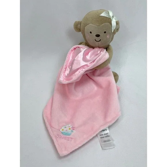 Carter's‎ Child of Mine Brown Monkey Pink Blanket Lovey Sweet Cupcake Rattle