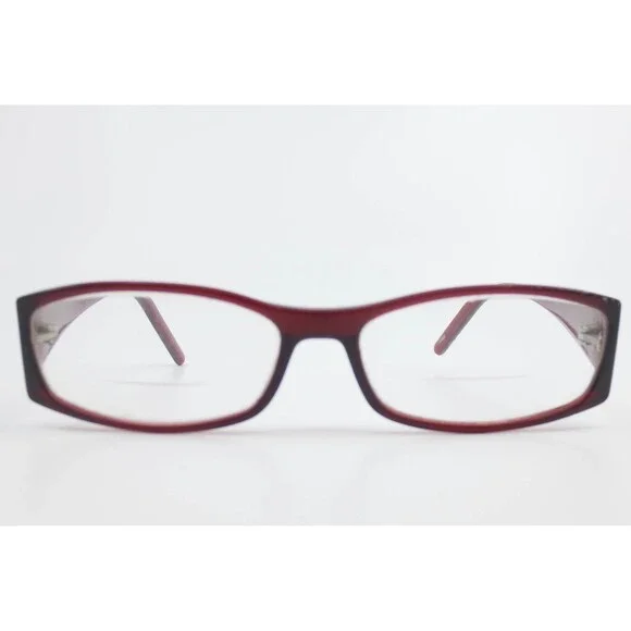 Unbranded Burgundy Red Rectangle Eyeglass Frames 53-14-135 Demo Lenses