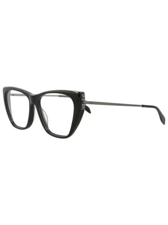 New Alexander McQueen Womens Cat Eye Black Ruthenium Transparent Fashion Designe