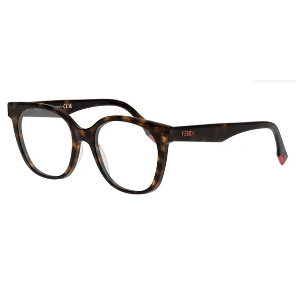 NWT Fendi FE50023I-052-51 Havana Square 51mm Eyeglasses