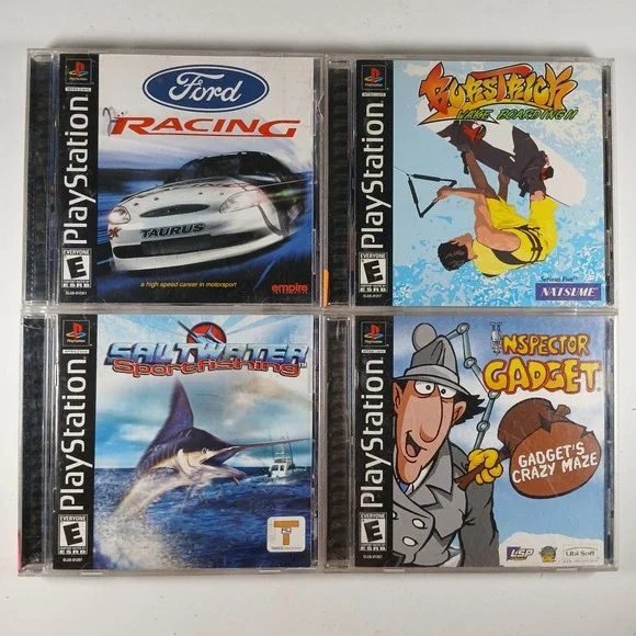 Sony PlayStation PS1 Video Game Lot of 4 Ford Racing Inspector Gadget Burst