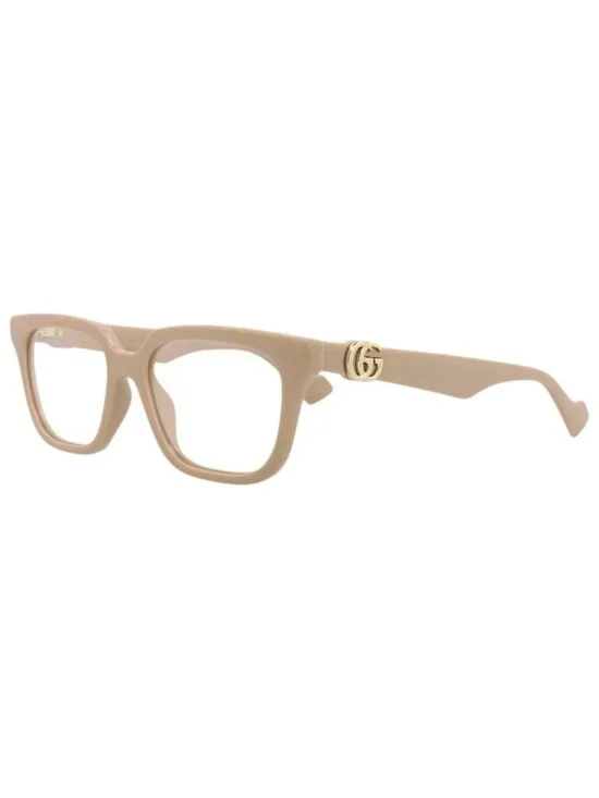 New Gucci Women's Eyeglasses Square Rectangle Injection Frame Nude Nude