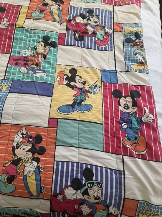 VTG mickey mouse twin comforter 1980's retro walt disney Bright colors.