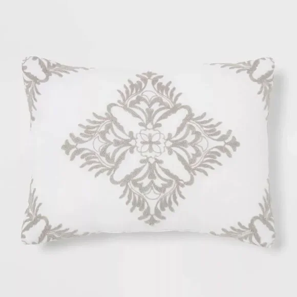 12x16 Decorative Pillow ONLY From Threshold Gray Pinch Pleat Comforter Set