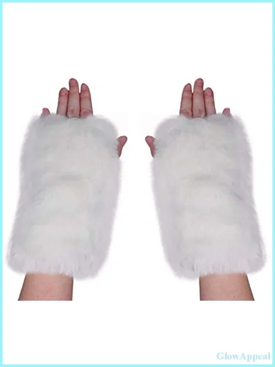 Faux Fur Fingerless Mittens Warm Soft Arm Warmer Gloves