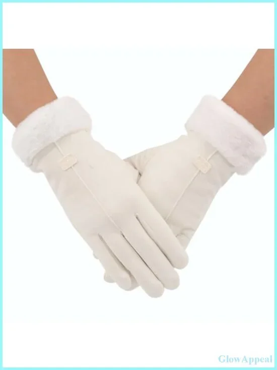 Women's Fleece Lined Faux Suede Winter Gloves Touchscreen Five Finger