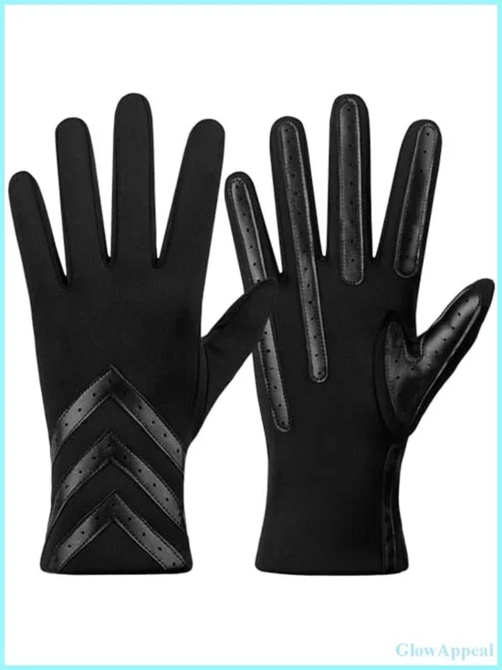 Touchscreen Winter Gloves for Women, Fleece Lined Spandex Chevron, Anti-Slip