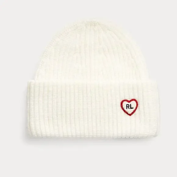 Ralph Lauren Heart-Patch Knit Hat & mitten set