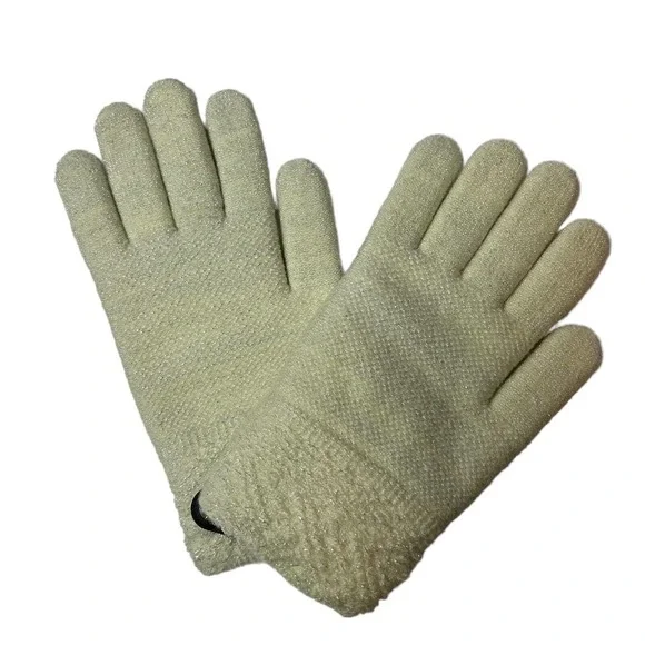 Steve Madden Gloves One Size Women's Ivory Lurex Sparkle‎ Metallic Ivory Knit
