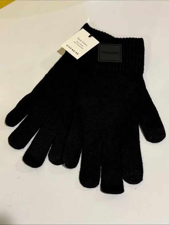 Coach Black Tech Knit gloves.
