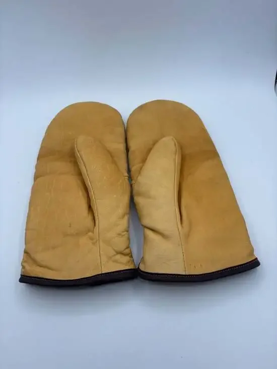 Vintage Genuine Steerhide Soft Durable Shearling Lined Winter Mittens XL