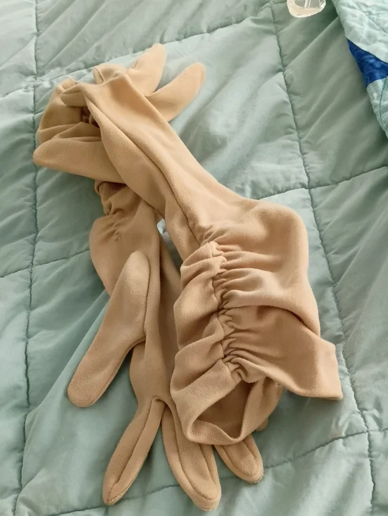 Womens Long Beige Evening Gloves