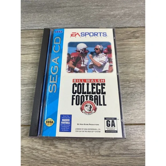 Bill Walsh College Football Sega CD EA Sports 1993 CIB Long Box‎ Case Manual