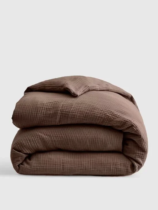 QUINCE Organic Cotton Airy Gauze Duvet Cover King Chocolate