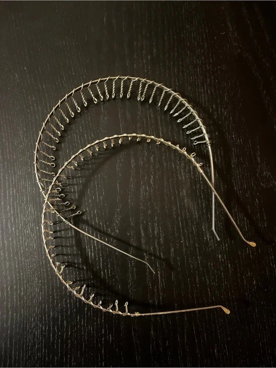 Vintage Metal Wire Double Comb Headband Silver Tone Hair Accessory