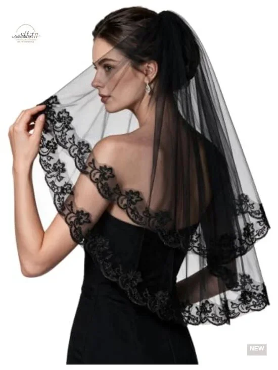 Wedding Veil Lace Trim Bride Halloween Costume Bachelorette